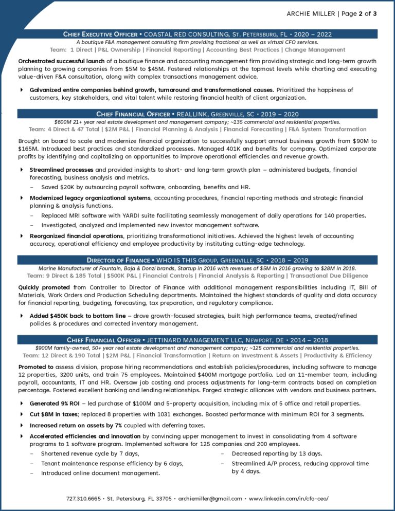 C Level Executive Resume Samples - C Level Resume Sample Chief Financial Officer Page 0002 768x994 
